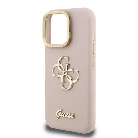 Husă spate Guess PU cu logo 4G, cadru foto, pentru iPhone 15 Pro, roz