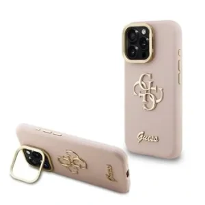 Husă spate Guess PU cu logo 4G, cadru foto, pentru iPhone 15 Pro, roz