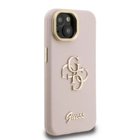 Husă spate Guess PU cu logo 4G, cadru foto, pentru iPhone 15, roz