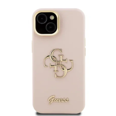 Husă spate Guess PU cu logo 4G, cadru foto, pentru iPhone 15, roz