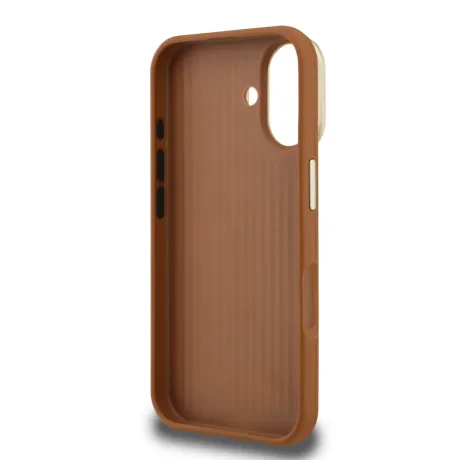 Husă spate Guess PU cu logo 4G, cadru foto, pentru iPhone 16, maro