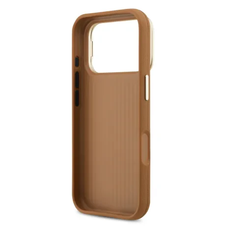 Husă spate Guess PU cu logo 4G, cadru foto, pentru iPhone 17 Pro, maro
