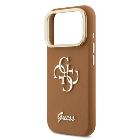 Husă spate Guess PU cu logo 4G, cadru foto, pentru iPhone 17 Pro, maro