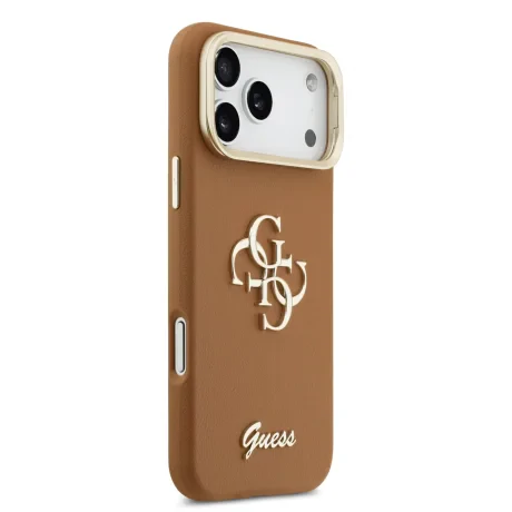 Husă spate Guess PU cu logo 4G, cadru foto, pentru iPhone 17 Pro Max, maro