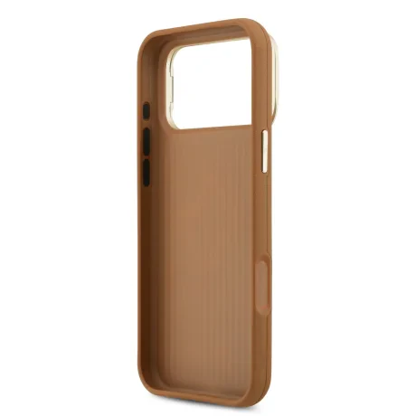 Husă spate Guess PU cu logo 4G, cadru foto, pentru iPhone 17 Pro Max, maro