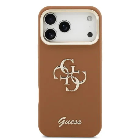 Husă spate Guess PU cu logo 4G, cadru foto, pentru iPhone 17 Pro Max, maro