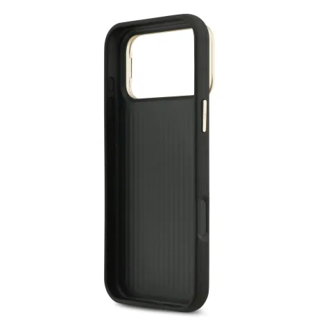 Husă spate Guess PU cu logo 4G, cadru foto, pentru iPhone 17 Pro Max, neagră