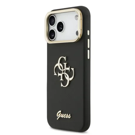 Husă spate Guess PU cu logo 4G, cadru foto, pentru iPhone 17 Pro Max, neagră