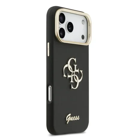 Husă spate Guess PU cu logo 4G, cadru foto, pentru iPhone 17 Pro Max, neagră