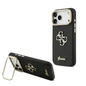 Husă spate Guess PU cu logo 4G, cadru foto, pentru iPhone 17 Pro Max, neagră