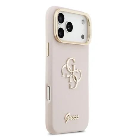 Husă spate Guess PU cu logo 4G, cadru foto, pentru iPhone 17 Pro Max, roz