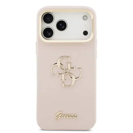 Husă spate Guess PU cu logo 4G, cadru foto, pentru iPhone 17 Pro Max, roz