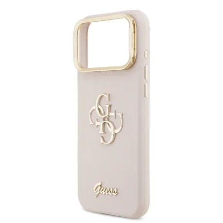 Husă spate Guess PU cu logo 4G, cadru foto, pentru iPhone 17 Pro Max, roz