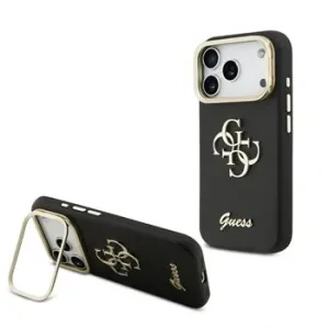 Husă spate Guess PU cu logo 4G, cadru foto, pentru iPhone 17 Pro, neagră