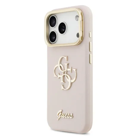 Husă spate Guess PU cu logo 4G, cadru foto, pentru iPhone 17 Pro, roz
