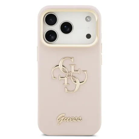 Husă spate Guess PU cu logo 4G, cadru foto, pentru iPhone 17 Pro, roz
