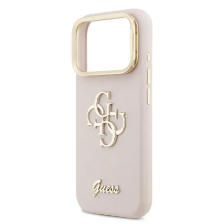 Husă spate Guess PU cu logo 4G, cadru foto, pentru iPhone 17 Pro, roz
