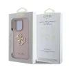 Husă spate Guess PU cu logo metalic 4G granulat pentru iPhone 15 Pro Max, roz