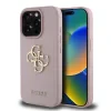 Husă spate Guess PU cu logo metalic 4G granulat pentru iPhone 15 Pro Max, roz