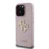 Husă spate Guess PU cu logo metalic 4G granulat pentru iPhone 15 Pro Max, roz