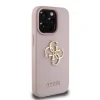 Husă spate Guess PU cu logo metalic 4G granulat pentru iPhone 15 Pro Max, roz