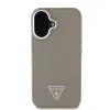 Husă spate Guess PU cu logo triunghiular granulat MagSafe pentru iPhone 16, maro