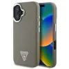 Husă spate Guess PU cu logo triunghiular granulat MagSafe pentru iPhone 16, maro