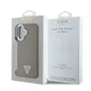 Husă spate Guess PU cu logo triunghiular granulat MagSafe pentru iPhone 16, maro