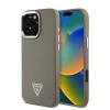 Husă spate Guess PU cu logo triunghiular granulat MagSafe pentru iPhone 16 Pro Max, maro