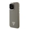 Husă spate Guess PU cu logo triunghiular granulat MagSafe pentru iPhone 16 Pro Max, maro