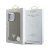 Husă spate Guess PU cu logo triunghiular granulat MagSafe pentru iPhone 16 Pro Max, maro