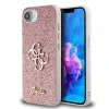 Husa spate Guess PU Fixed Glitter 4G cu logo metalic pentru iPhone 16e/17e, roz
