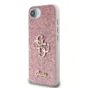 Husa spate Guess PU Fixed Glitter 4G cu logo metalic pentru iPhone 16e/17e, roz
