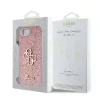 Husa spate Guess PU Fixed Glitter 4G cu logo metalic pentru iPhone 16e/17e, roz
