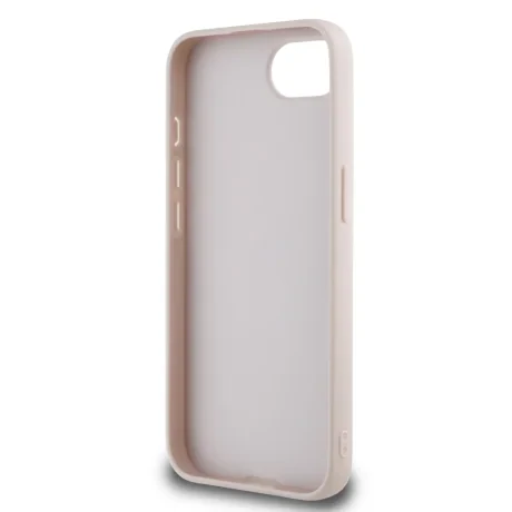 Husa spate Guess PU Fixed Glitter 4G cu logo metalic pentru iPhone 16e/17e, roz