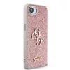Husa spate Guess PU Fixed Glitter 4G cu logo metalic pentru iPhone 16e/17e, roz