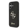 Husa spate Guess PU Fixed Glitter 4G cu logo metalic pentru iPhone 17, neagră