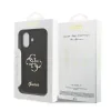 Husa spate Guess PU Fixed Glitter 4G cu logo metalic pentru iPhone 17, neagră