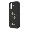 Husa spate Guess PU Fixed Glitter 4G cu logo metalic pentru iPhone 17, neagră
