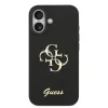 Husa spate Guess PU Fixed Glitter 4G cu logo metalic pentru iPhone 17, neagră