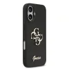 Husa spate Guess PU Fixed Glitter 4G cu logo metalic pentru iPhone 17, neagră
