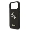 Husa spate Guess PU Fixed Glitter 4G cu logo metalic pentru iPhone 17 Pro Max, neagră