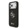 Husa spate Guess PU Fixed Glitter 4G cu logo metalic pentru iPhone 17 Pro Max, neagră