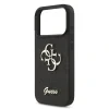 Husa spate Guess PU Fixed Glitter 4G cu logo metalic pentru iPhone 17 Pro, neagră