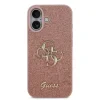 Husa spate Guess PU Fixed Glitter 4G cu logo metalic pentru iPhone 17, roz
