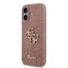 Husa spate Guess PU Fixed Glitter 4G cu logo metalic pentru iPhone 17, roz