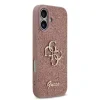 Husa spate Guess PU Fixed Glitter 4G cu logo metalic pentru iPhone 17, roz