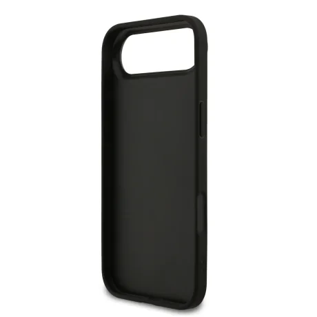 Husa spate Guess PU Fixed Glitter 4G cu logo metalic pentru iPhone Air, neagră