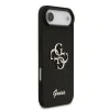 Husa spate Guess PU Fixed Glitter 4G cu logo metalic pentru iPhone Air, neagră