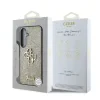 Husa spate Guess PU Fixed Glitter 4G cu logo metalic pentru Samsung Galaxy S25+, aurie